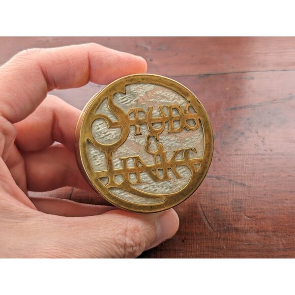 Spectacular brass art nouveau cufflink box, studs and links box, steampunk - Picture 8 of 10